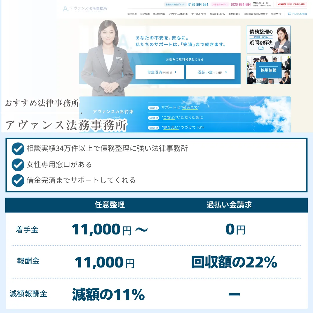 債務整理 おすすめ アヴァンス法務事務所 社会保険労務士法人 渡邊事務所