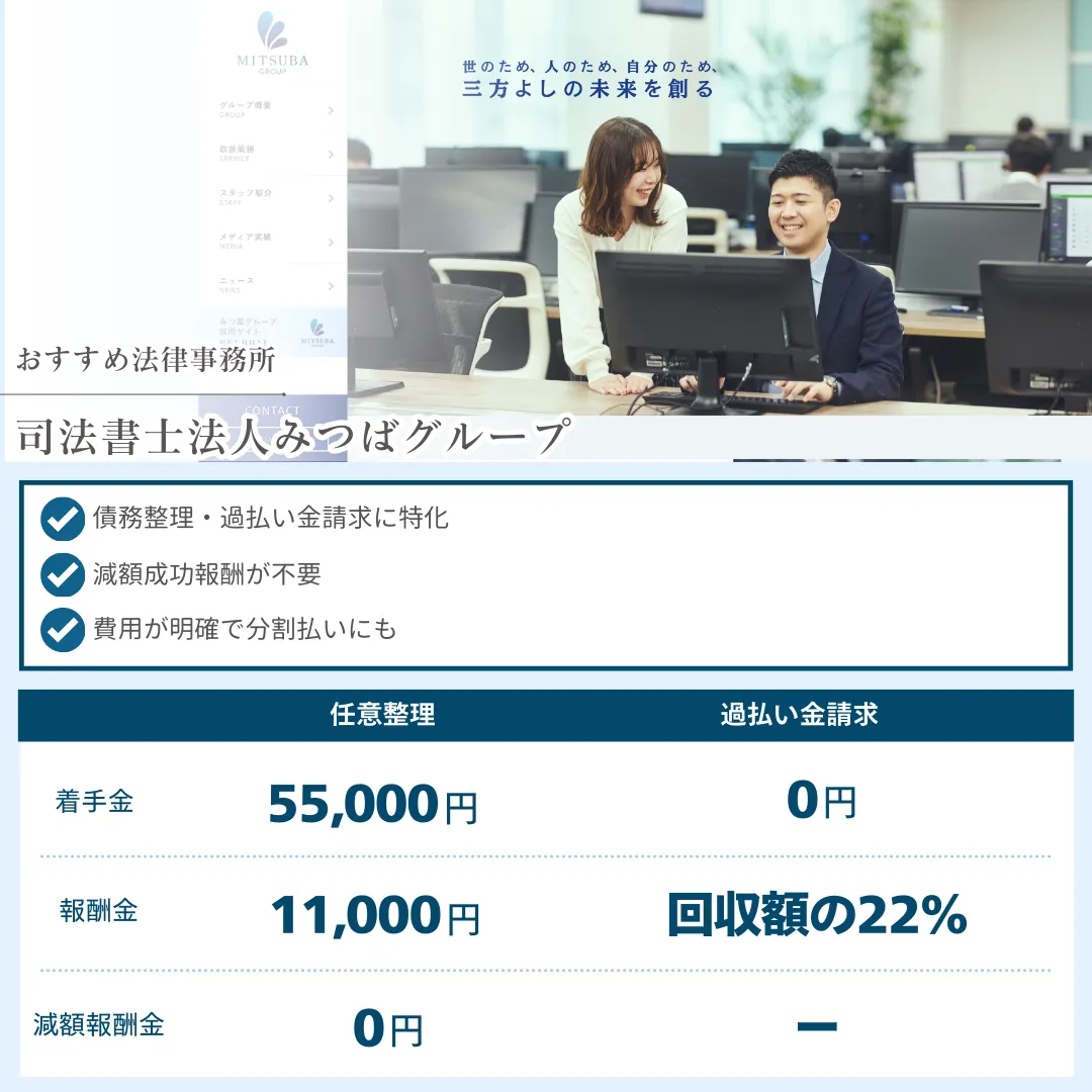 債務整理 おすすめ 司法書士法人みつばグループ 社会保険労務士法人 渡邊事務所