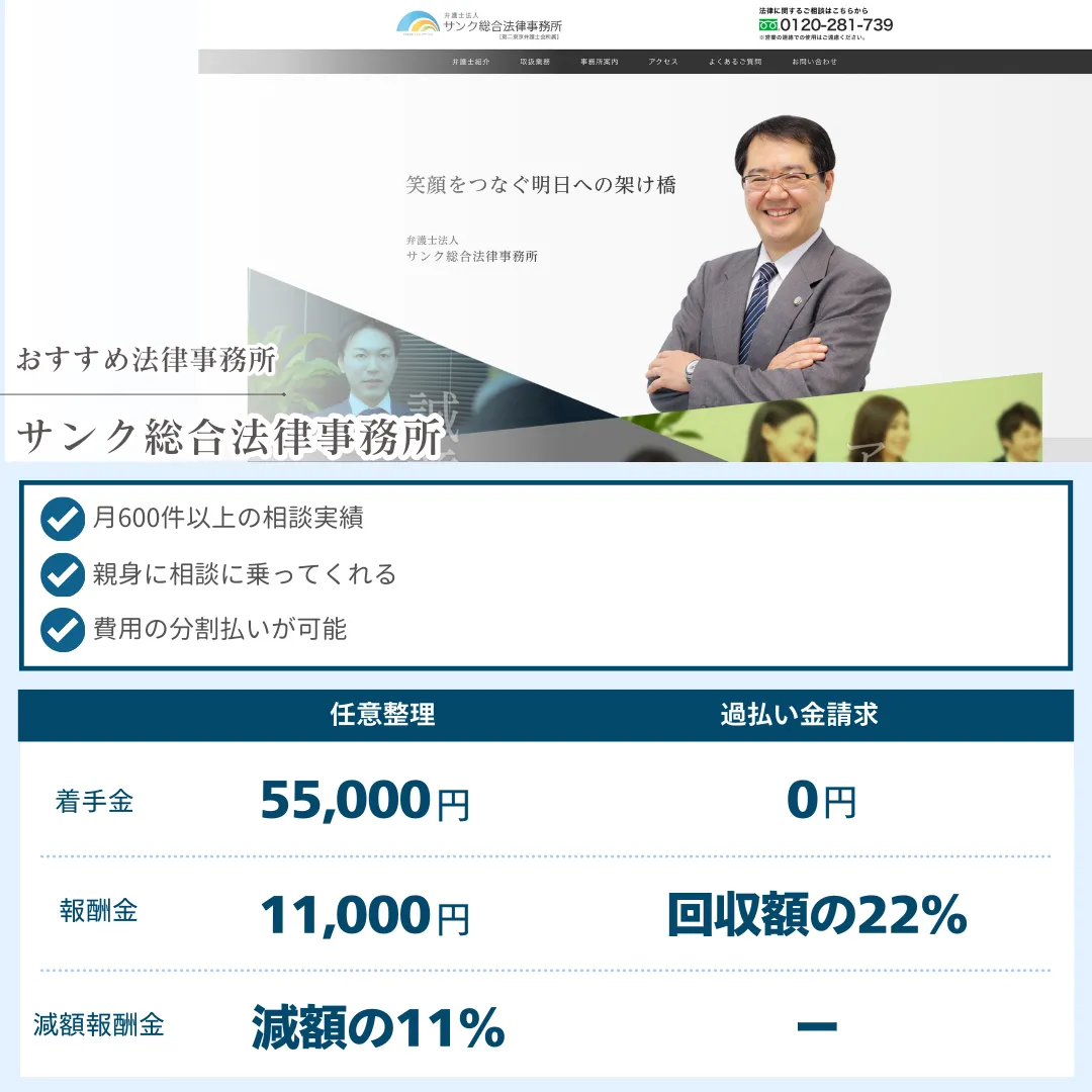債務整理 おすすめ サンク総合法律事務所 社会保険労務士法人 渡邊事務所