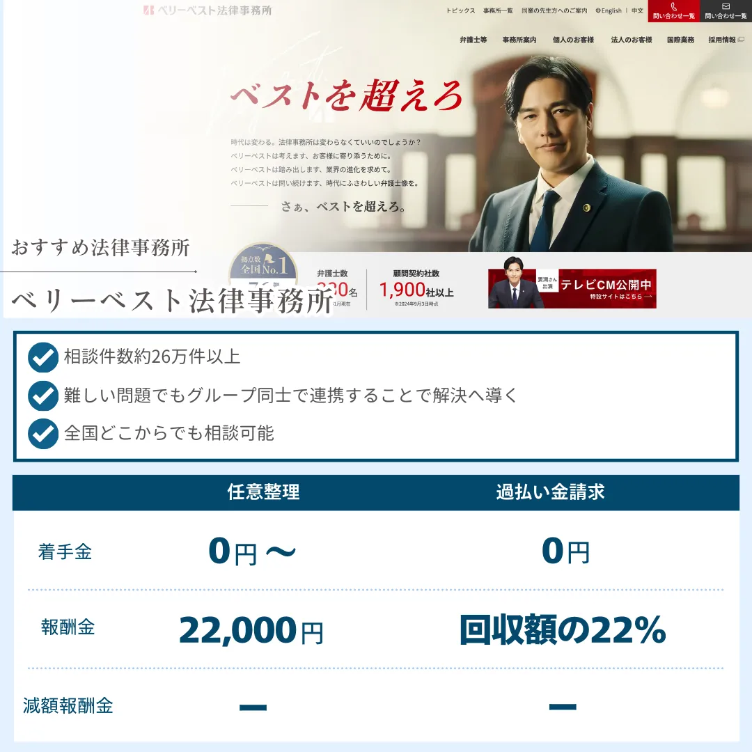 債務整理 おすすめ ベリーベスト法律事務所 社会保険労務士法人 渡邊事務所
