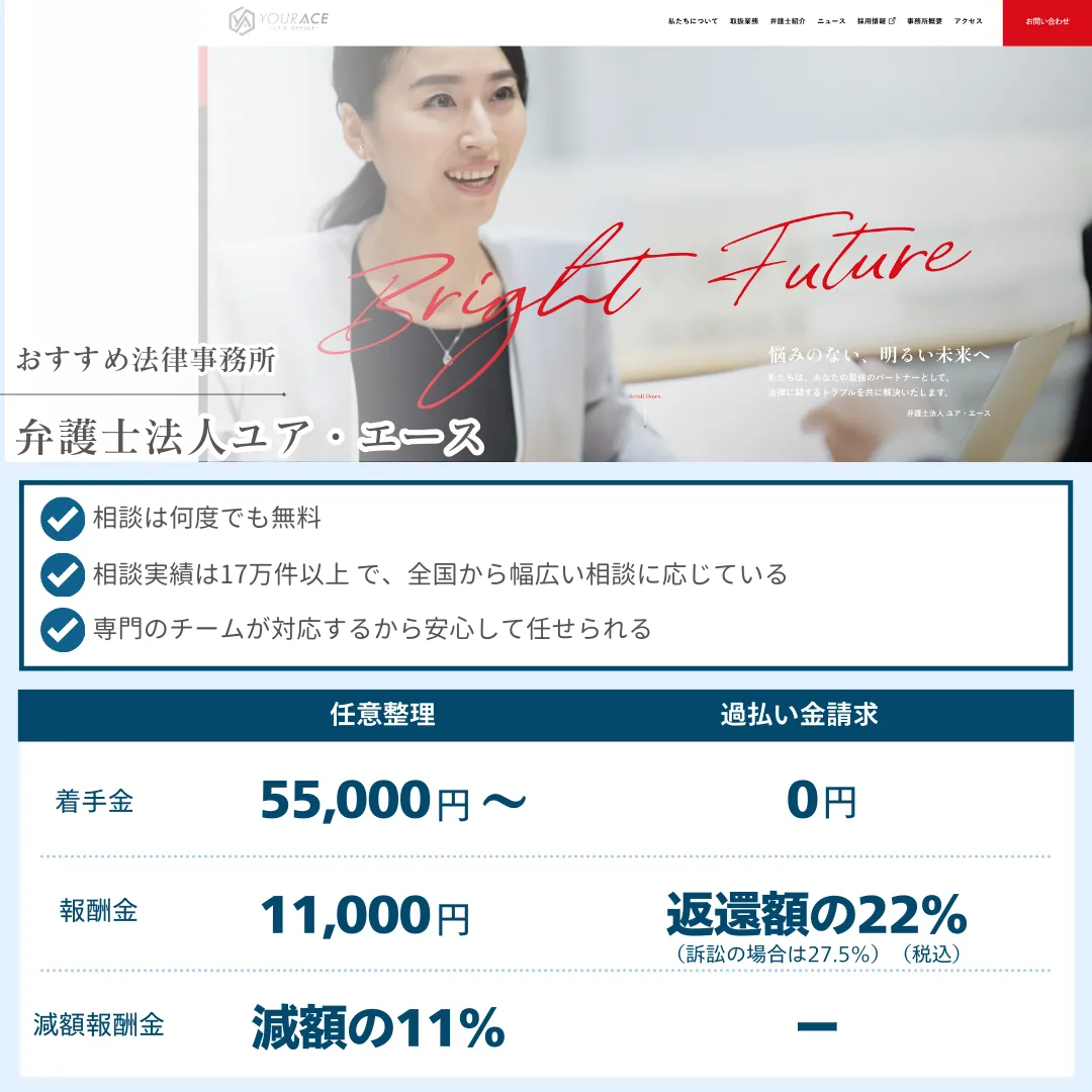 債務整理 おすすめ 弁護士法人・ユアエース 社会保険労務士法人 渡邊事務所