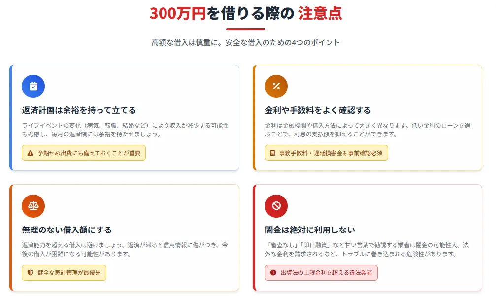 300万円を借りる際の注意点