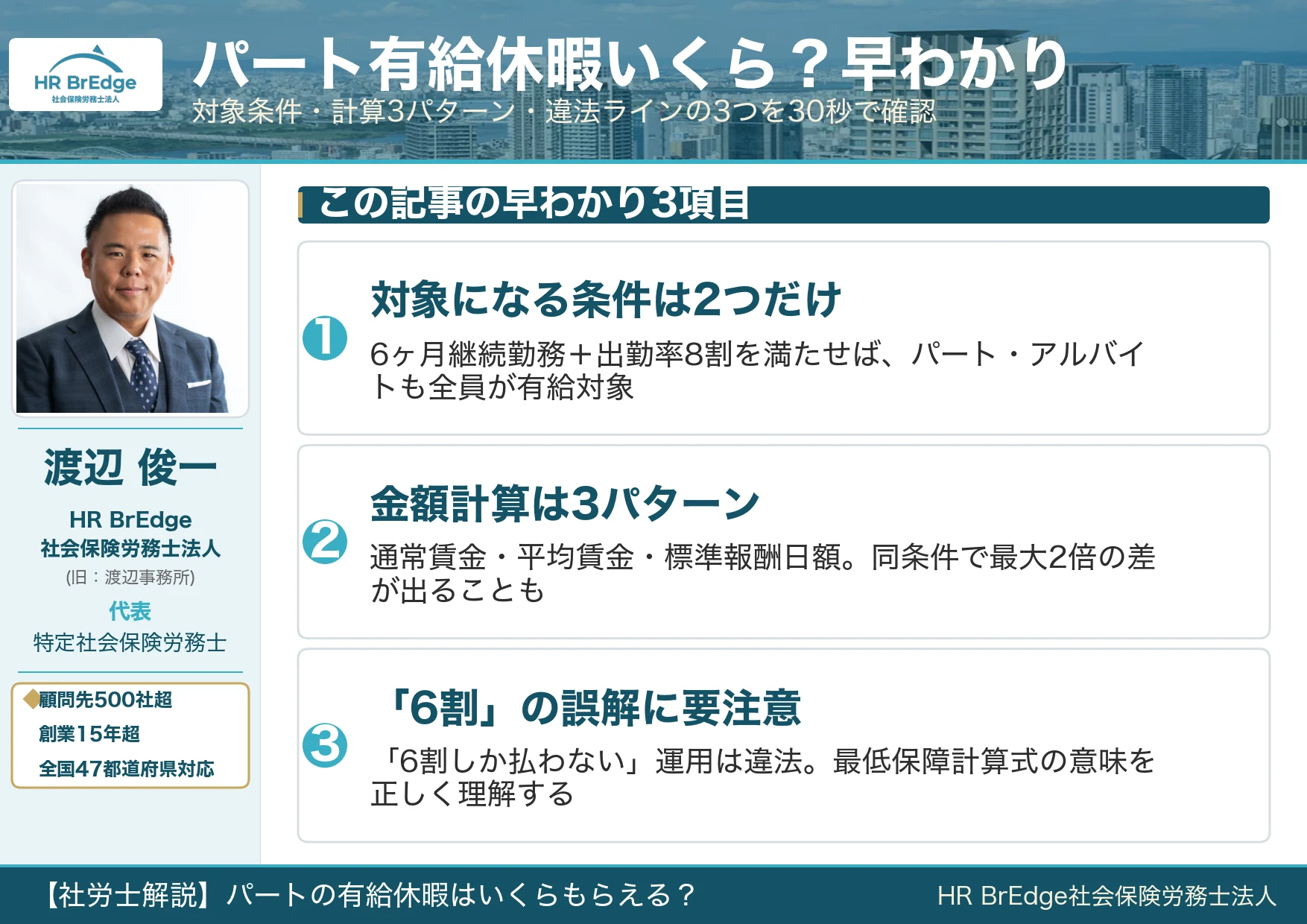 パートの有給休暇いくらもらえる？早わかり3項目（対象条件・計算3パターン・違法ライン）