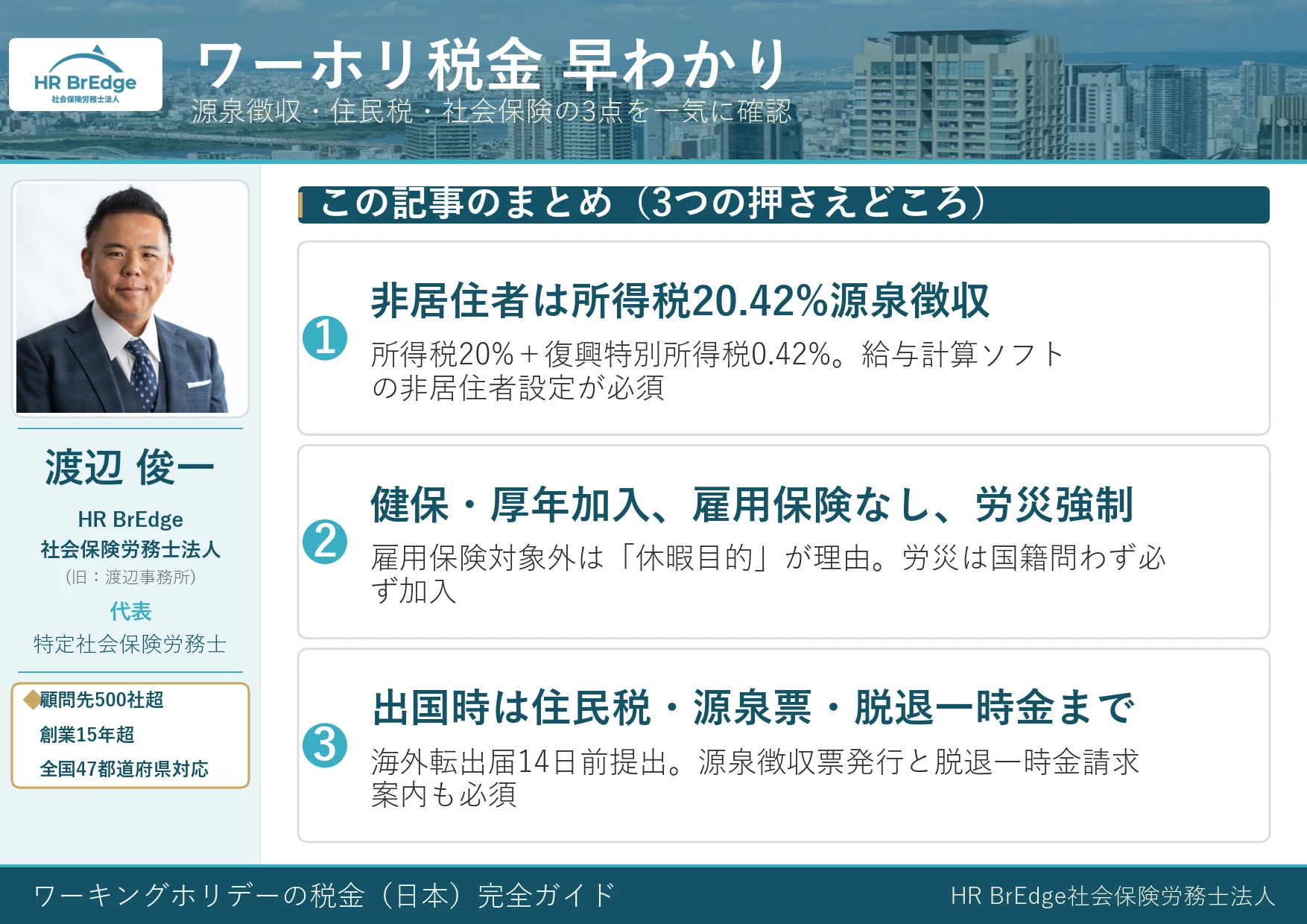 ワーキングホリデー 税金(日本)早わかり|源泉徴収・住民税・社会保険の3点