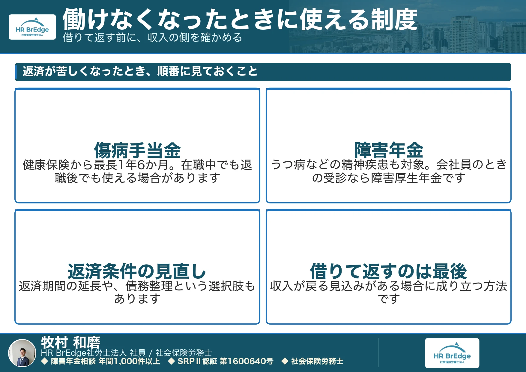 300万円の返済中に働けなくなったときに使える制度